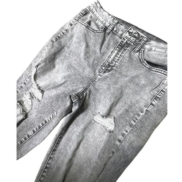 Gray Acid Wash Distressed Skinny Jeans Y2K Jeggings Size 29 High Rise Stretchy - Picture 4 of 8
